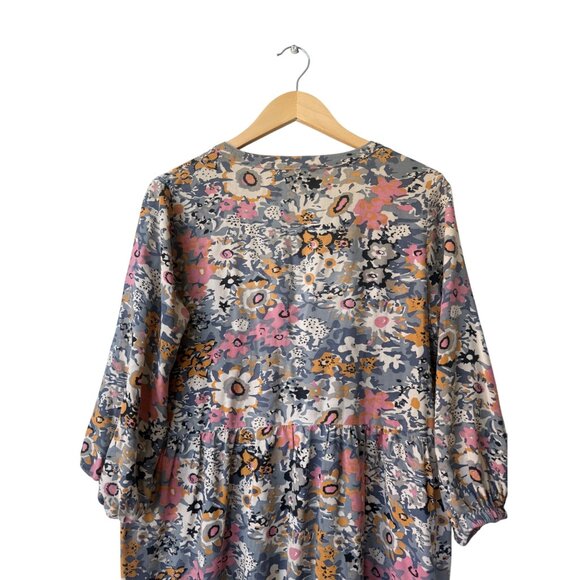 Natural Life Mini Floral Boho Long Sleeve Shirt Dress Size S Short Tunic Organic - Picture 8 of 12